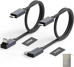 USB4 240W Right Angle USB C Cable 1.6ft (2-Pack) - 40Gbps USB-C to USB-C with Pouch, Thunderbolt 4/3 & PD Charging for MacBook Pro, iPhone 18, Gaming Monitor (Black) - Image 1