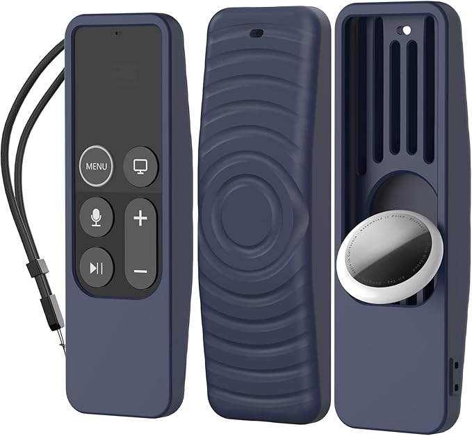 AhaStyle Protective Case for Apple TV Siri Remote [1st Gen] with AirTag Holder, Anti Slip Silicone Cover Compatible with 2016 Apple TV HD and 2017 Apple TV 4K [1st Generation] (Midnight Blue)