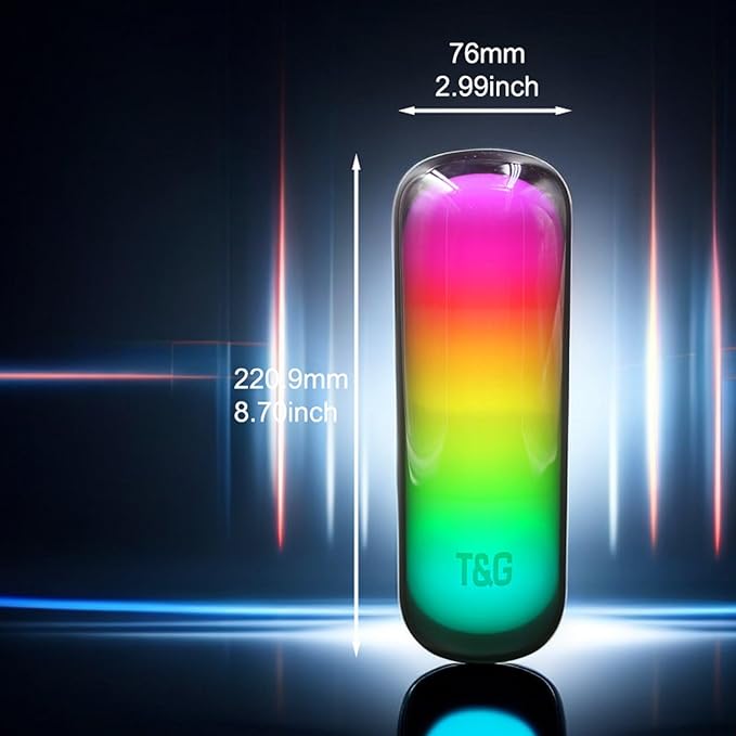 T&G Portable Bluetooth Speaker with Colorful Lights, 24W Loud Wireless Stereo Sound, IPX4 Waterproof, Outdoor Party Speaker, TWS Pairing, 15H Playtime, Great for Outdoor/Home/Party/Beach