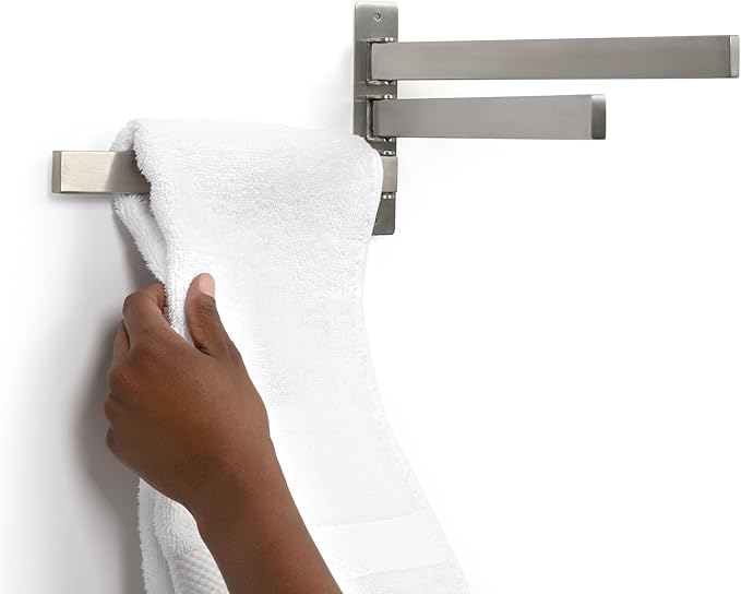 5-Piece Bathroom Hardware Accessory Set with Swivel Towel Rack, Modern 23-Inch Towel Bar Set Wall Mounted, Heavy Duty Stainless Steel Bathroom Accessories (Silver)