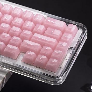 Womier Keyboard Keycaps Jelly, Clear Cute Keycaps, Transparent Pink Key Cap