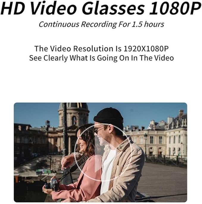 Camera Glasses Smart Video Glasses with Camera Wearable Sports Eye Glasses Outdoor Recording Motorcycle Riding Hiking Built-in 32G Memory