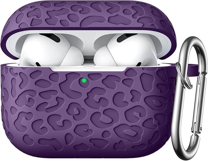 Fashion Engraving Leopard Case Compatible for Airpods Pro 2 Case Cover 2022/Airpod Pro Case Cover,Soft Silicone for Airpods Pro 2nd Generation Case,Front LED Visible