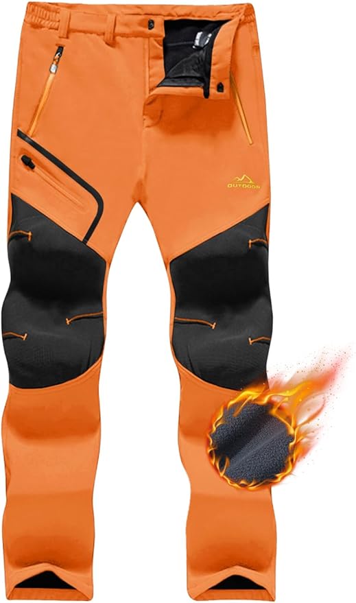 TACVASEN Men's Snow Ski Pants Fleece Lined Winter Pants for Men Water Resistant Thermal Snowboard Hiking Hunting Work