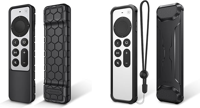 Fintie Protective Case for Apple TV Siri Remote 2021 2022 - Honey Comb Silicone Case + TPU Case, Lightweight Anti Slip Shockproof Cover for Apple TV 4K / HD Siri Remote (2nd Gen/3rd Gen) (Pack of 2)