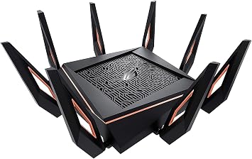 ASUS ROG Rapture WiFi 6 Gaming Router (GT-AX11000) - Tri-Band 10 Gigabit Wireless Router, 1.8GHz Quad-Core CPU, WTFast, 2.5G Port, AiMesh Compatible, Included Lifetime Internet Security, Aura RGB