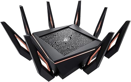 ASUS ROG Rapture WiFi 6 Gaming Router (GT-AX11000) - Tri-Band 10 Gigabit Wireless Router, 1.8GHz Quad-Core CPU, WTFast, 2.5G Port, AiMesh Compatible, Included Lifetime Internet Security, Aura RGB
