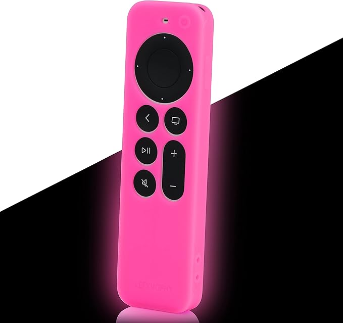 LEFXMOPHY Pink Protective for Apple TV 2024 Remote Case AppleTV Siri 2nd 2021 3rd 2022 2023 Control - Anti Slip Shockproof Silicone Cover Sleeve Glow in Dark