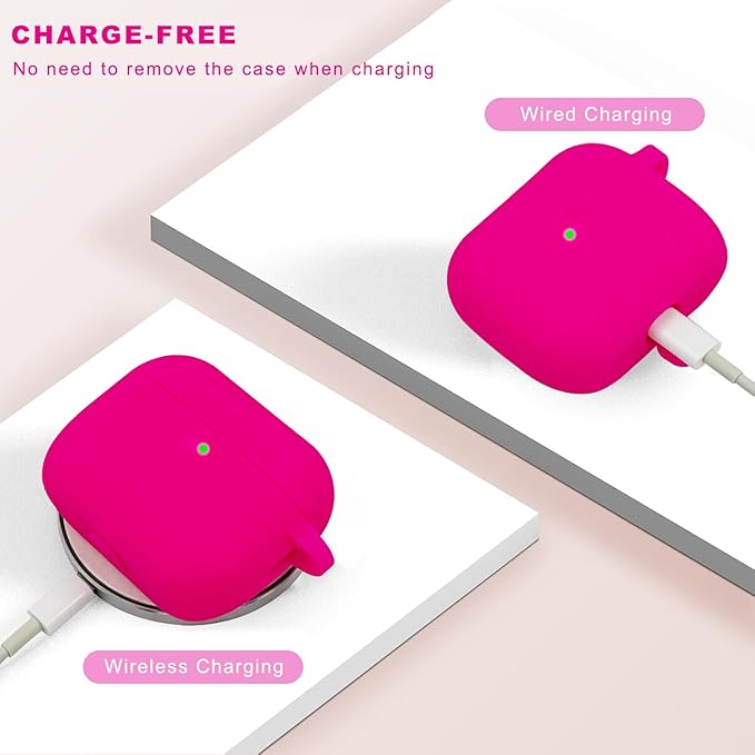 Compatible with AirPods Pro 3 Case Cover 2025, Silicone Protective Cover with Bracelet Keychain for Apple AirPods Pro 3rd Generation Wireless Earbuds (Hot Pink)