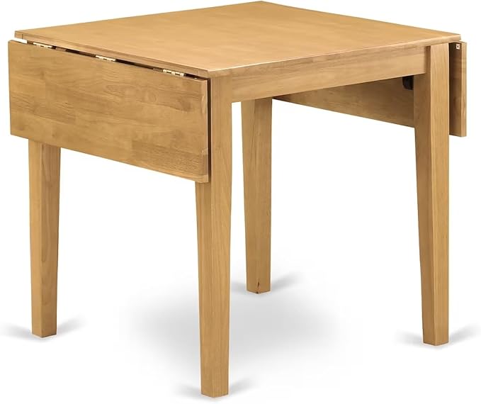 East West Furniture 1NDAB5-OAK-04 5 Piece Dining Set Includes a Rectangle Dining Room Table with Dropleaf and 4 Light Tan Linen Fabric Upholstered Parson Chairs, 30x48 Inch, Oak