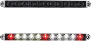 Partsam 2Pcs 15" Inch Led Trailer Light Bar Smoked Red 3 ID Bar w/Reverse white light 11 LED Truck Trailer RV Waterproof Red 3 Identification Light Bar w White 8 LED Backup Lights Bar Sealed 12V