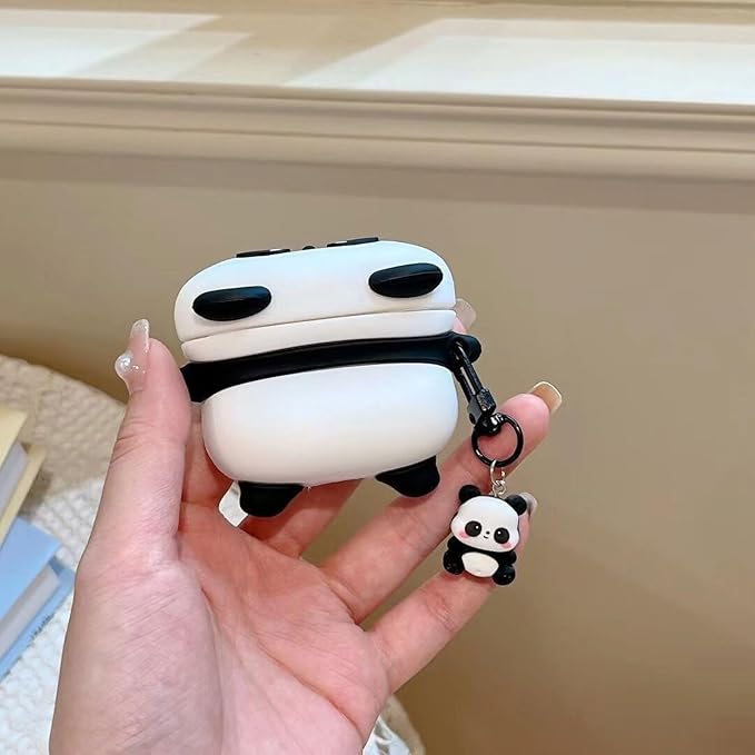 Case Compatible with AirPods Pro 3 2025, Cute Kawaii Panda Design Case Cover, Portable Soft Silicone Wireless Charging Earphone Shockproof Protector with Pendant