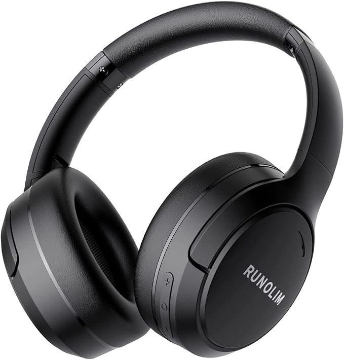 RUNOLIM Active Noise Cancelling Headphones, Wireless Bluetooth Over Ear