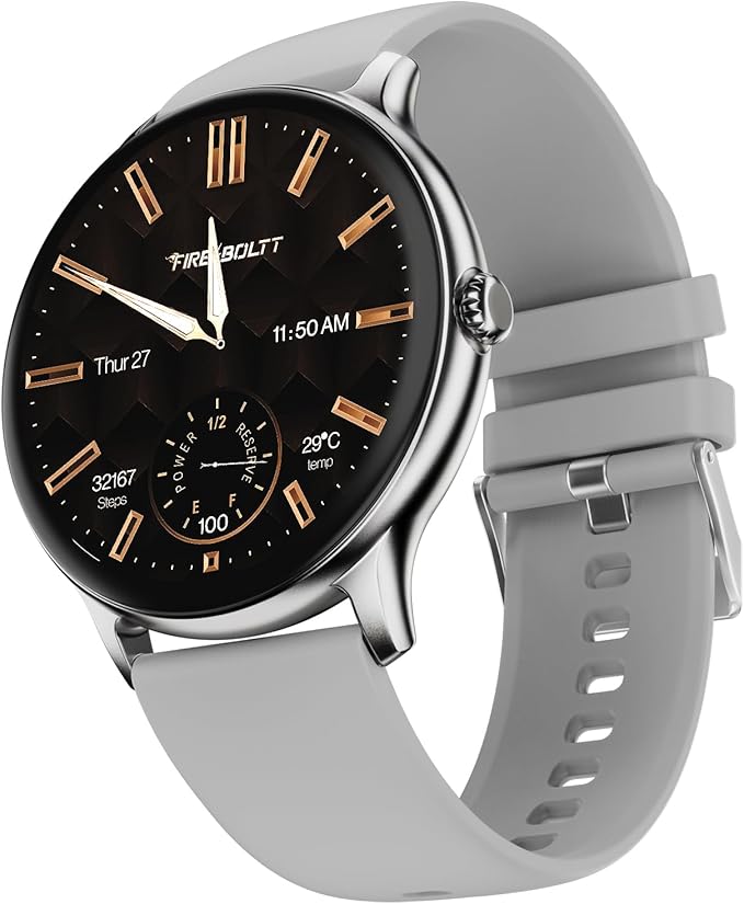 Fire-Boltt Phoenix Pro 35.3mm (1.39 inch) Bluetooth Calling Smart Watch, AI Voice Assistant, Metal Body with 120+ Sports Modes, SpO2, Heart Rate Monitoring. (Silver Grey)