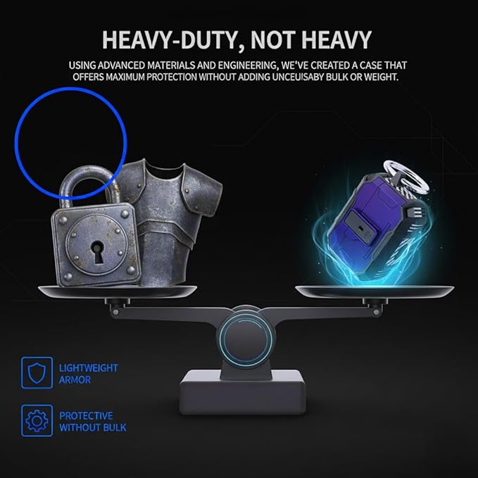 for AirPods Pro 3 Case, Secure Lock Magnetic Lid Cover with Keychain, Military Grade Shockproof Protective Case for Airpods Pro 3rd, Wireless Charging & Front LED Visible, Purple Black