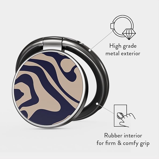 BURGA Cell Phone Ring, Holder Grip and Stand - Finger Phone Grip for Back of Smartphone Case, Kickstand 360 Rotation, Universal Ring for iPhone Samsung Galaxy Huawei Google Pixel, Stylish Accessories
