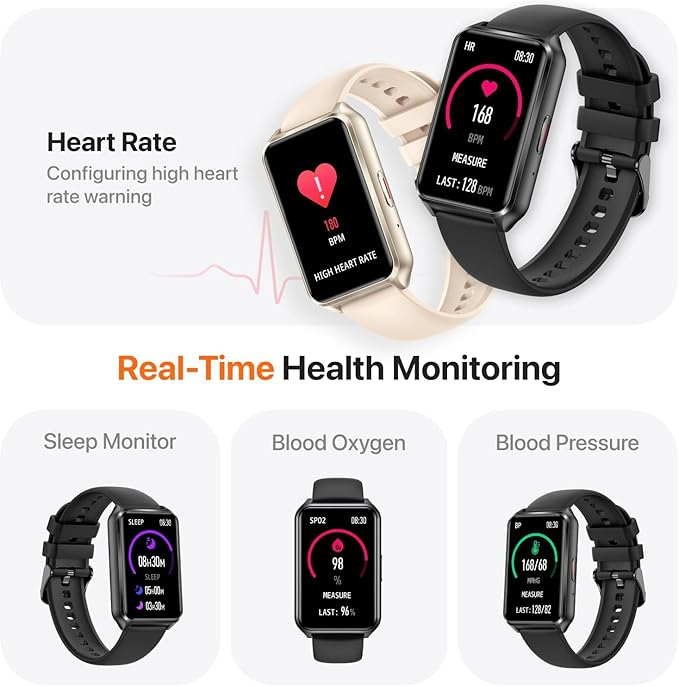 Smart Watch Fitness Tracker with Make Call 24/7 Heart Rate Blood Pressure Sleep Monitor, 100+ Sports Modes, Calorie Step Counter for Walking, IP68 Waterproof, Smart Watches for Men Women