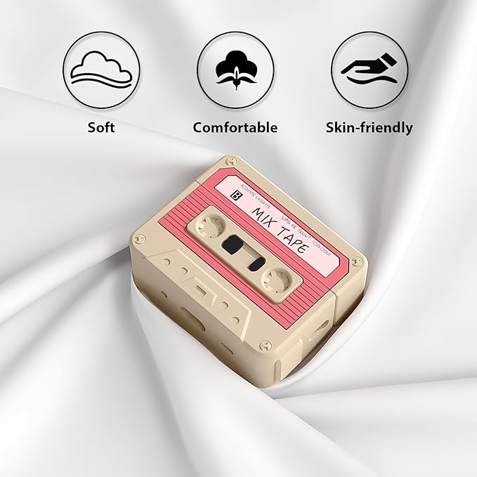 AirPods Pro 2 Case Cover, KOREDA Funny Cassette Tape Design Case for Airpods Pro 2nd Generation/1st Generation (2023/2022/2019), Cute Cartoon Fashion Silicone Protective Cover for Women Men (Pink)