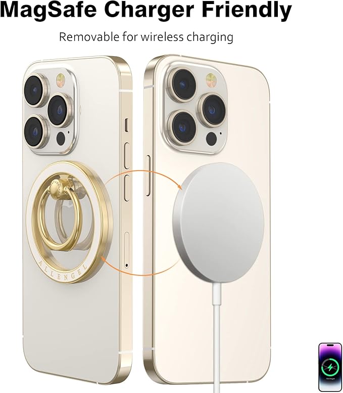 Allengel Magnetic Phone Grip for MagSafe, Magnetic Ring Holder Compatible with MagSafe Phone Ring, 360°Rotating Finger Kickstand for iPhone 16 Pro Max 15 14 13 12 Plus & Android Phone