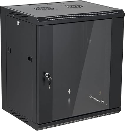 12U Wall Mount Server Cabinet Network Rack Enclosure Locking Glass Door