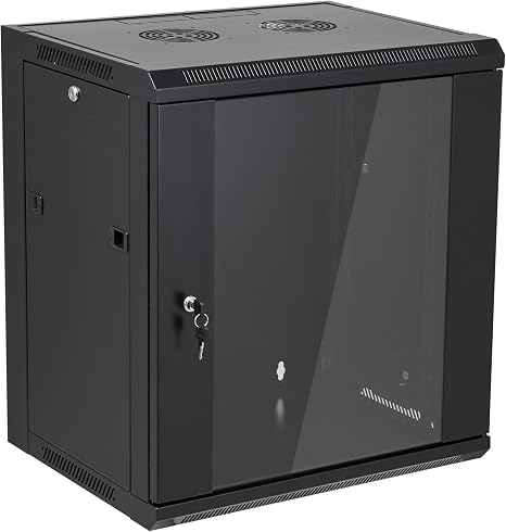 12U Wall Mount Server Cabinet Network Rack Enclosure Locking Glass Door