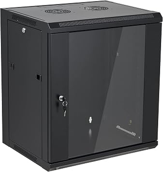 12U Wall Mount Server Cabinet Network Rack Enclosure Locking Glass Door