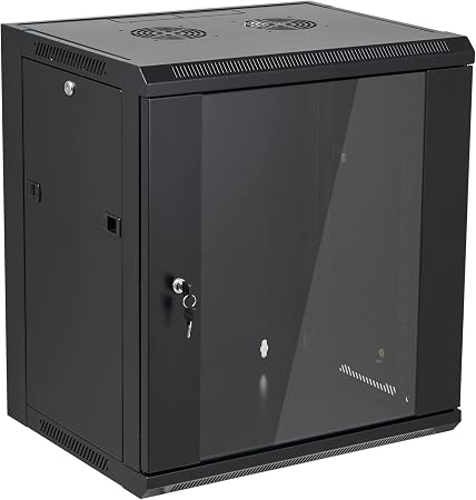 12U Wall Mount Server Cabinet Network Rack Enclosure Locking Glass Door