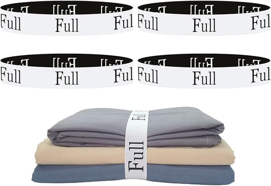 4 Pieces Bed Sheet Organizer Bands, Sheet Organizers and Storage Label Bands, Sheet Label for Bedding, Sheets Organizer for Closet,Sheet Keepers Linen Labels Bedding Bands (4Pcs Full)