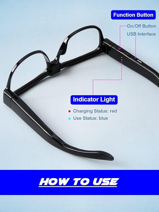 Camera Glasses Smart Video Glasses,HD 1080p Recording Outdoor Sport Glasses with Camera Wearable Eyeglass Built-in 32G Memory Card，Perfect for Outdoor Travel, Driving, and Hiking. (Retro)