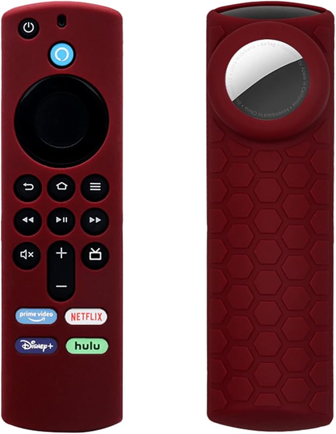 Compatible Alexa 3rd Gen Remote Cover with Holder, 2 in 1 Silicone Protective Sleeve for Tag Holder and TV 3rd GenRemote Control,Wine Red