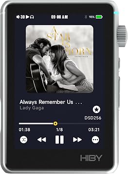 HiBy Music R3 II 2025 Portable HiFi MP3 Player, Native DSD256 MQA 16X, Hi-Res Certified, Bluetooth 5.1 WiFi, Tidal Qobuz, 3.5mm & 4.4mm 340mW, USB-C, 3.2" Touchscreen, 2TB TF Card Support