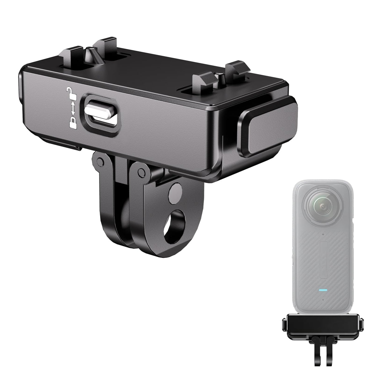 1/4" Magnetic Quick Release Adapter with Mechanical Lock for Insta360 X5/X4 Air/Ace Pro 2/Ace Pro/Ace, Aluminum Base, Heavy Duty Anti-Drop Camera Mount