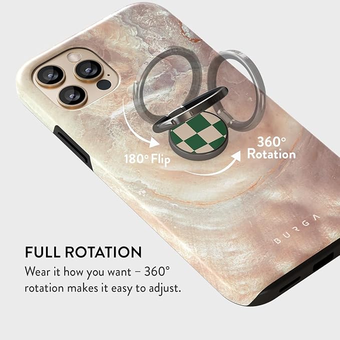 BURGA Cell Phone Ring, Holder Grip and Stand - Finger Phone Grip for Back of Smartphone Case, Kickstand 360 Rotation, Universal Ring for iPhone Samsung Galaxy Huawei Google Pixel, Stylish Accessories