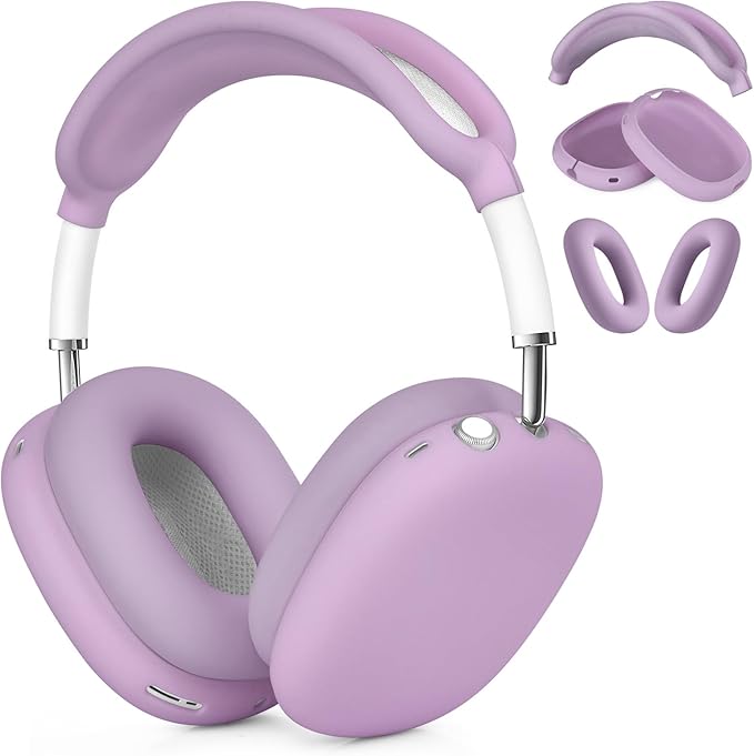 Filoto Case for Airpods Max Headphones,Ear Pad Case Cover/Ear Cups Cover/Headband Cover for AirPods Max(USB-C/Lightning)(2024/2020),Silicone for Apple Airpod Max, Accessories Cases(Lavender Purpl)