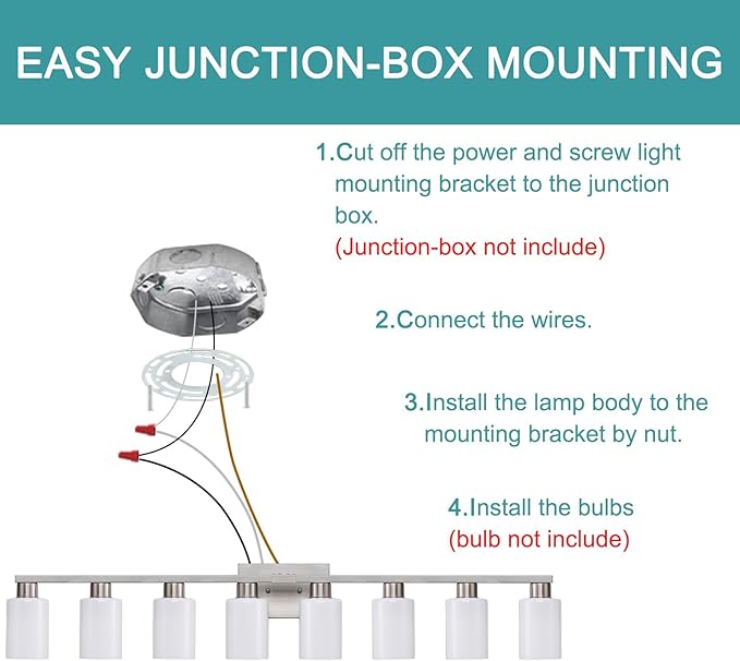 8 Light Bathroom Vanity Light, Brushed Nickel Bathroom Light Fixtures Over Mirror with Milky White Frosted Glass Shades, E26 Socket Modern Vanity Lights Wall Sconce for Bathroom Living Room Bedroom