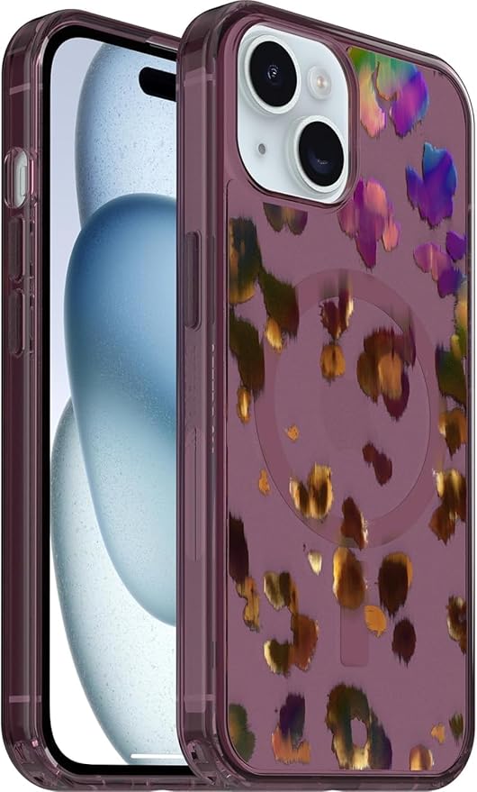 OtterBox iPhone 16e, 15, 14, & 13 Symmetry Series Case -, Snaps to MagSafe, Ultra-Sleek, Raised Edges Protect Camera & Screen (Leopard Shift Pink)