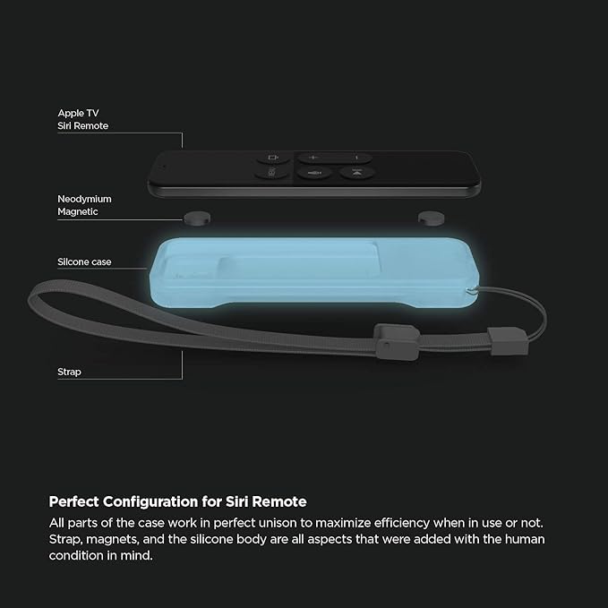 elago R1 Intelli Case [Nightglow Blue]-[Magnet Technology][Anti-Slip][Lanyard Included][Heavy Shock Absorption] for Apple TV Siri Remote 4K / 4th Generation