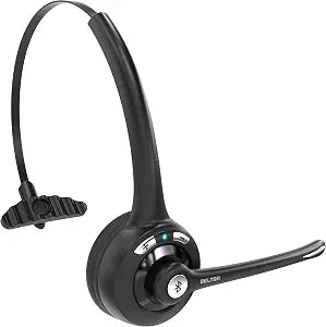 Delton 10X Bluetooth Computer Headset, On-Ear Single Ear Wireless Headset | with Noise Canceling Mic for Computer/Laptop/Call Center/Truck Driver, Works with All Meetings Apps - Black