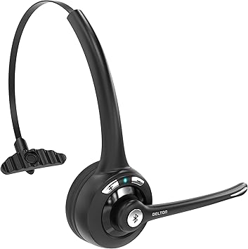 Delton 10X Bluetooth Computer Headset, On-Ear Single Ear Wireless Headset | with Noise Canceling Mic for Computer/Laptop/Call Center/Truck Driver, Works with All Meetings Apps - Black