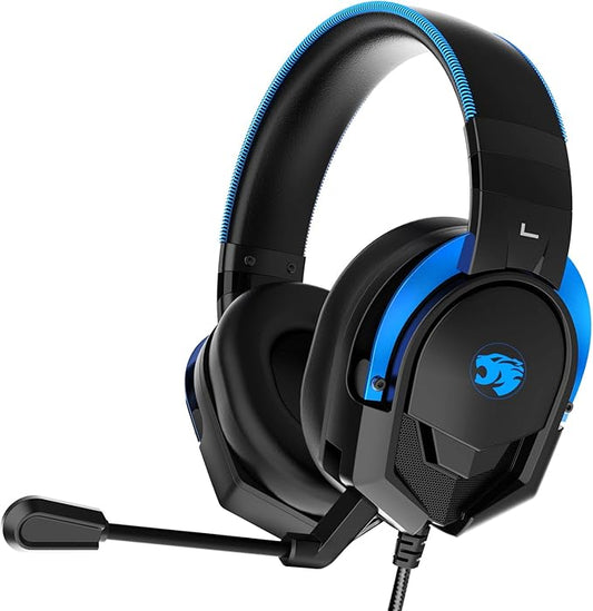 A88 Gaming Headset with Microphone, Stereo Wired Noise Cancelling Over-Ear Headphones with Mic for Pc, Ps5, Xbox One Series X/s, Ps4, Computer, Laptop, Mac, Nintendo, Gamer (Blue)
