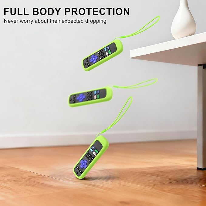 Remote Cover for Hisense TCL Roku TV, Universal Replacement Remote Case Compatible with Roku Voice Remote, Glow in The Dark (Blue+Green)