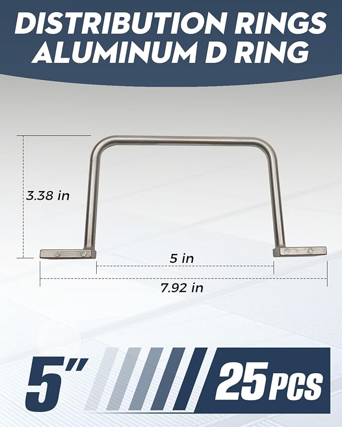 25 Pcs 5 Inch Distribution Rings Aluminum D Ring for Sorting Out Electric Cables, Cable Management, for Commercial and Residential Use, Silver, with A Pair of Gloves