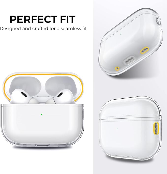 AhaStyle Clear Airpods Pro 2 Case (2023/2022) Soft TPU Protective Covers Come with Hand Strap Compatible with Apple AirPods Pro 2 [USB-C/Lightning Cable] Charging Case (Clear)