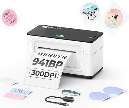 MUNBYN Bluetooth Thermal Label Printer 941BP, 300DPI Wireless 4x6 Shipping