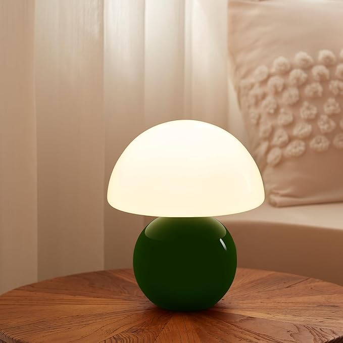 Christmas Decorations Lights Christmas Gifts for Grandkids Women Mushroom Lamp Table Lamp for Bedroom,Desk Bedside Small Lamps for Living Room Night Stands(Christmas Green)