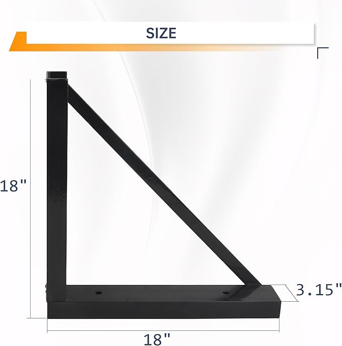 18’’x18’’ Bolted Steel Mounting Brackets for Trailer Tool Box, Set of 2- Black