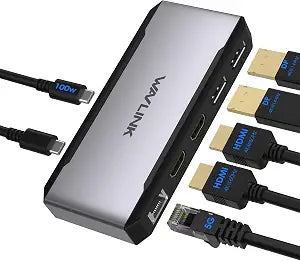 USB C Docking Station Dual HDMI, WAVLINK 4 Monitor Docking Station with Dual DP, Dual HDMI, 100W PD in, 5G Ethernet Port for Dell/HP/Lenovo etc, Windows Systerm Computer Only - Host USB3.2 Required - Image 1