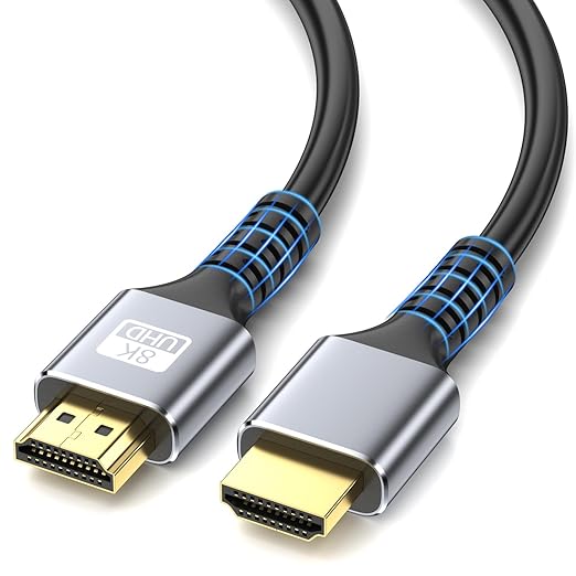 8k Hdmi Cable 6.6ft Ultra High Speed HDMI Cable 8K@60Hz/4K@120Hz 48gbps Gold Plated Connector 3D eARC Ethernet HDMI Cord for HDTV Monitor Laptop Roku TV Xbox PS4/PS5(Silvery)