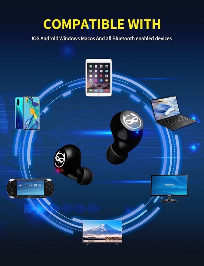 Wireless Earbuds Bluetooth, Wireless Earbuds for Kids Bluetooth 5.1 Waterproof in-Ear Headphones with Mic and Charging Case, Deep Bass Touch Control 36H Playtime Headset for School.
