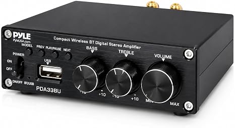 Pyle 2.1 CH Wireless Stereo Power Amplifier - 200W Bluetooth Mini Amp with USB Player, RCA Input, Subwoofer Output, Bass and Treble Control, Compact Audio Streaming Amp